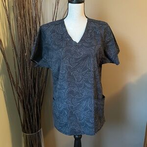 Gray Paisley Scrub Top